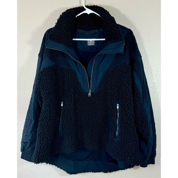 Free People FP Movement Black Care Seaside Fleece Crochet & Embroidered Pullover - Picture 4 of 14